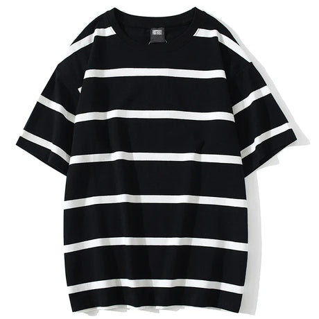 HISTREX 50 Colors Men Women Stripe T Shirt 100% Cotton T-shirt Summer Vintage Crewneck Y2K Oversize Tshirts Tops Tee Women 200g