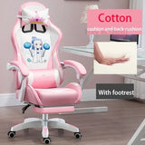 WCG Cute Girl Pink Computer Chair Home Office Furniture Sofa Chair Cartoon Anime Bedroom Lift Rotary Reclining Game Chair