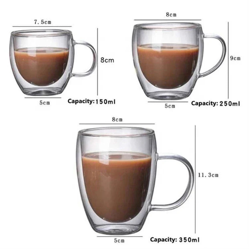 Transparent Glass Cup Milk Whiskey Tea Beer Double Creative Heat Resistant Espresso Coffee Cup Cocktail Vodka Wine Mug Drinkware