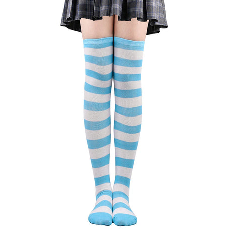 Women's Thigh High Over The Knee Socks For Girls Black White Striped Stockings Long Slouch Socken Kawaii Knit Leg Warmers Soks