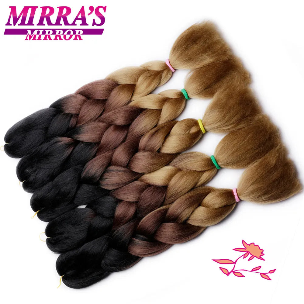 Mirra’s Mirror 24inch Synthetic Braiding Hair Extensions 10pcs Wholesale Colorful Braids Hair Jumbo Braid Hair Black Brown