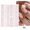 3D Silver Frame Nail Sticker Silver Bronzing Stripe Lines Sliders For Nails Tribal Pattern Decals Marble Blooming Nail Tattoos