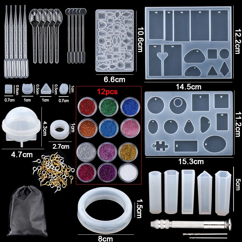 16 Styles Epoxy Casting Molds Set Silicone UV Casting Tools Kits Resin Casting Molds For Jewelry Making DIY Earring Findings