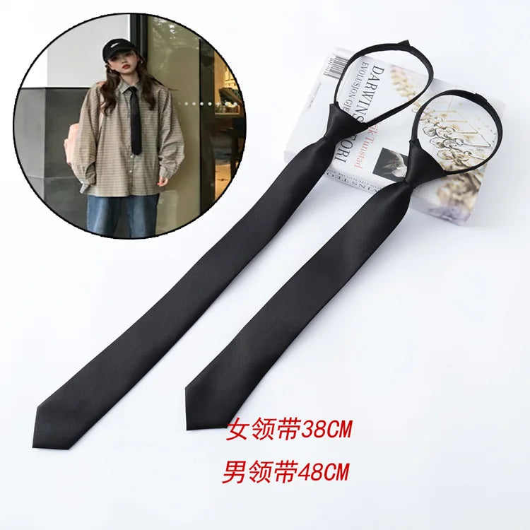 Zipper Necktie For Men Women Tie for Boys Girls Suits 5cm SolidTies Slim Girls Neck tiie Gravatas Rubber Pre-tied Tie