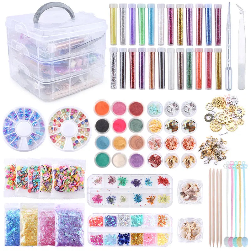 Epoxy Resin Kit for Beginners Silicone Resin Mold Set with DIY Supplies Tools, Glitter Sequins, Foil Flakes for Jewelry Making