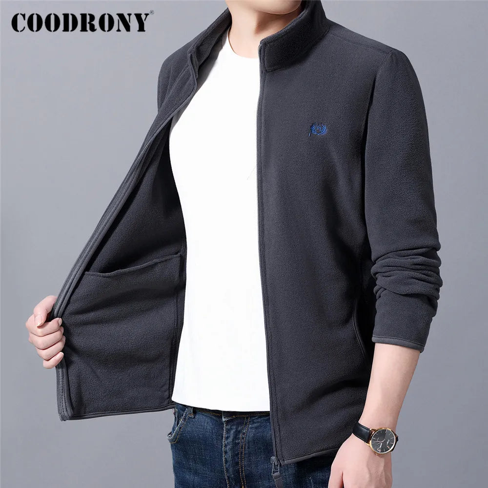 COODRONY Autumn Winter Zipper Cardigan Men Clothing Classic Casual Pure Color Hoodies Sweatshirt Top Soft Warm Coat Pocket C4015