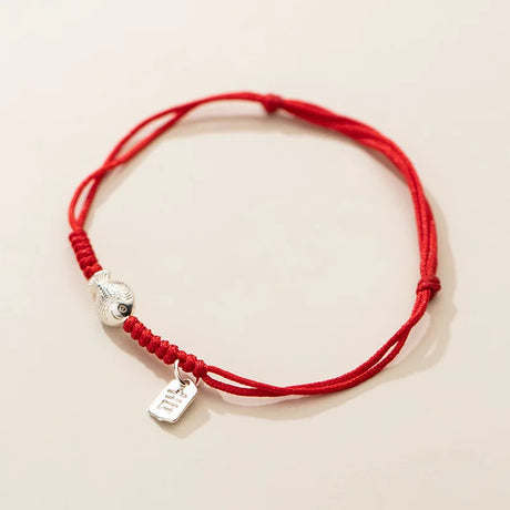 La Monada 925 Silver Fish Red Rope Bracelets Red Thread Line String Jewelry Bracelets For Women Lucky Adjustable Blessing