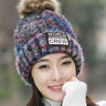 Winter Hats for Woman Thicker Beanies Knitted Cap Elder Autumn Beanie Chenille Ball Hats Fleece-lined Warmer Bonnet Casual Cap