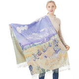 New Cashmere Scarf Women Digital Printing Pashmina Shawl Wraps Gustav Klimt Oil Painting Der Kuss Bandana Femme Foulard Tassels