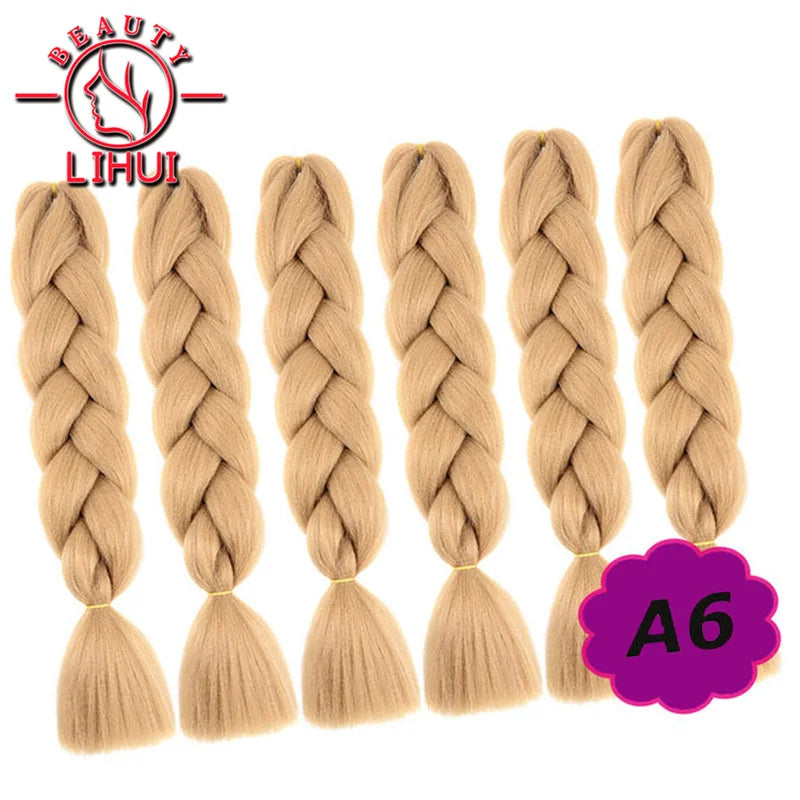 Synthetic Ombre Hair Jumbo Crochet Braiding Hair For Women Blonde Golden Green Brown Colorful Hair 6packs 24Inch 100G Wholesale