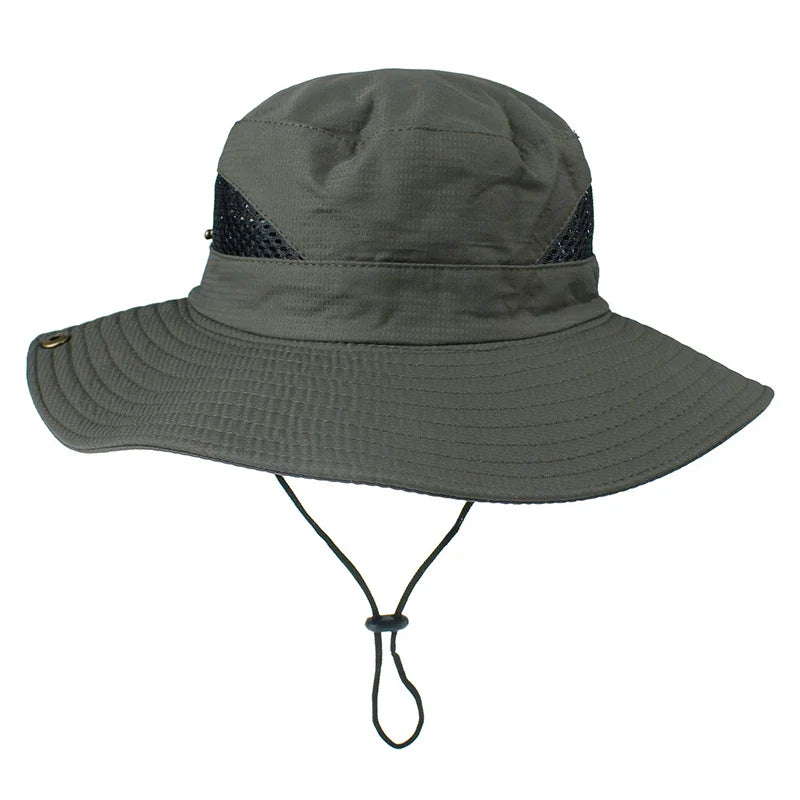 New Outdoor Men Hats Fishing Cap Solid Color Wide Brim Anti-uv Beach Sun Caps Women Bucket Hat Summer Autumn Hiking Camping