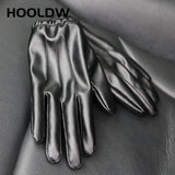 HOOLDW New Winter Gloves Men Women Black PU Leather Cashmere Warm Driving Gloves Mittens Touch Screen Waterproof Tactical Gloves