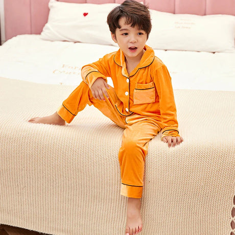 Autumn Winter Children Velour Pajamas Set Teen Warm Velvet Sleepwear Girls Loungewear Kids long sleeved Pijamas Homewear suit re