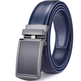 Men's Leather Ratchet Belt with Automatic Buckle 3.5CM Wide Adjustable Dress