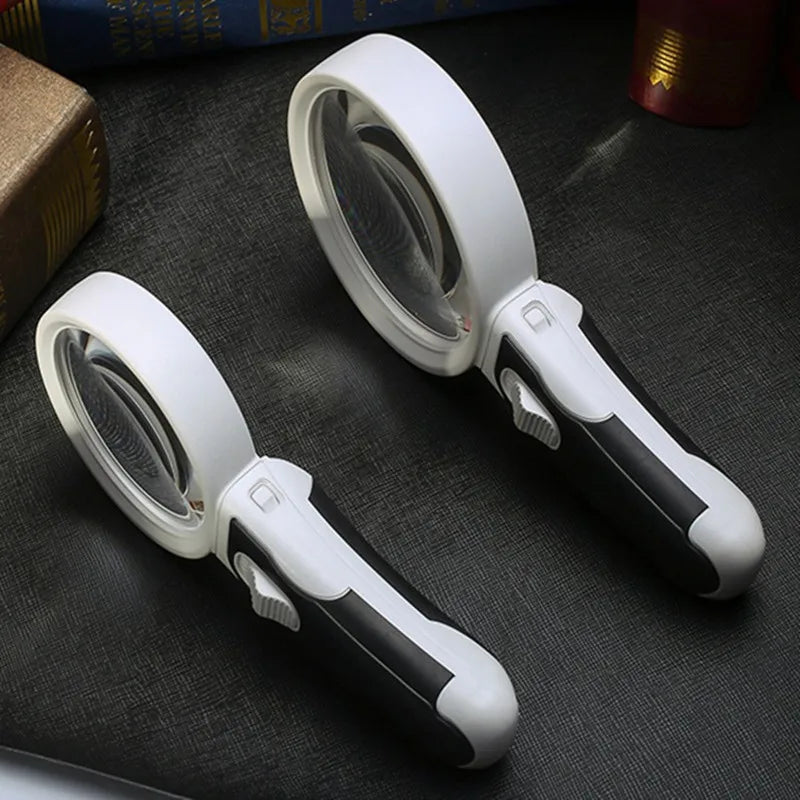 5 Times Optical Magnifying Glass With LED Lights Diameter 80mm Handheld Backlit Magnifier For Reading lupa con luz led