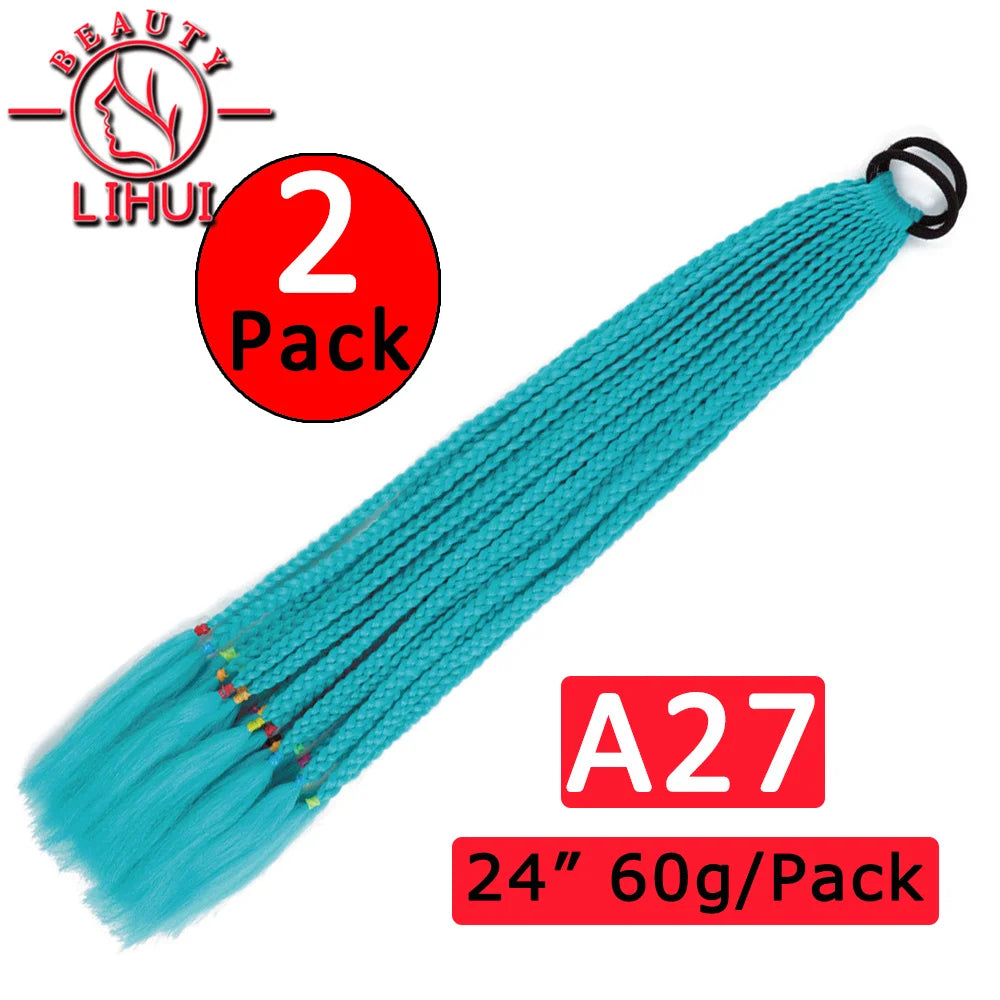 24Inch Synthetic Pontail Tail Hair Ombre Braiding Hair Jumbo Braid Same Color Crochet Hook Braids Hair Extension 2Packs