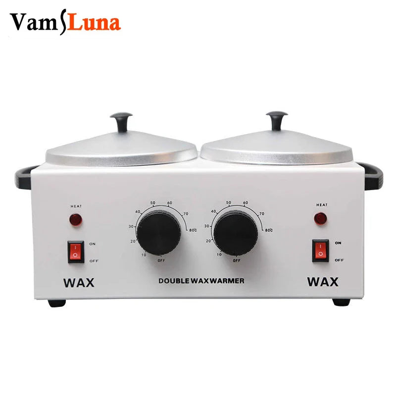 Depilatory Wax Heater Machine Double Paraffine Wax Heater Dual Paraffin Hot Hair Removal Tool Facial Skin SPA Equipment For Home