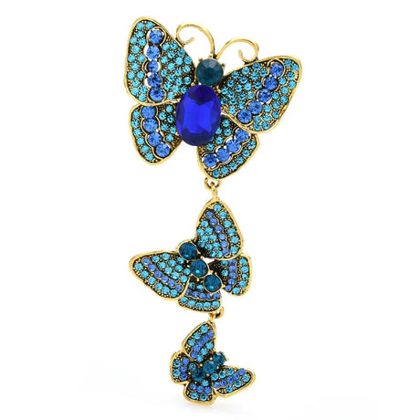 Wuli&baby Big Rhinestone Butterfly Brooches For Women Vintage Palace Style 3 Butterfly Insects Party Casual Brooch Pins Gifts