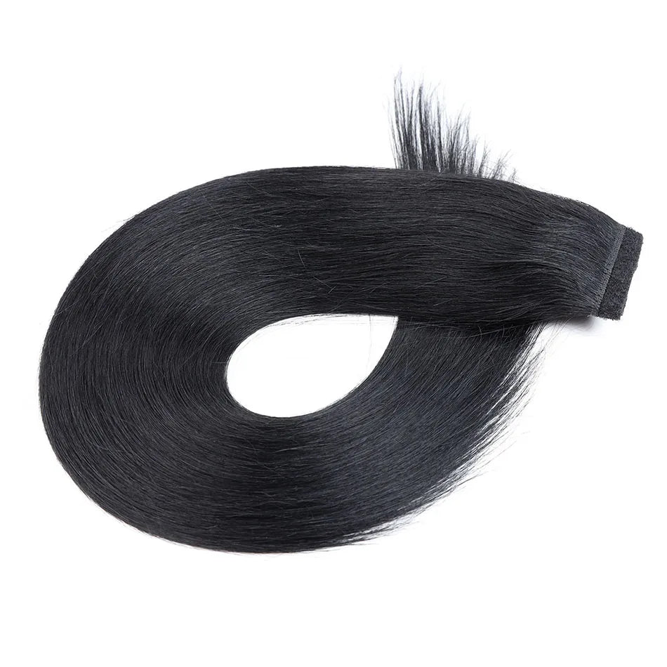 BHF 100% Human Hair Ponytail Brazilian Remy Ponytail Wrap Around Horsetail wig 120g Hairpieces Natural Straight Tails