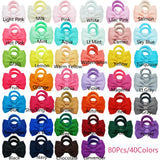 80PCS Baby Girls Hair Ties 2Inch Grosgrain Ribbon Mini Hair Bows Elastic Rubber Hair Bands Ponytail Holders Accessories for Gilr