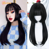 MEIFAN Long Lolita Ombre Harajuku Wig With Bang Red Blue Wave Curly Cosplay Wig Heat Resistant Synthetic Jellyfish Head Wigs