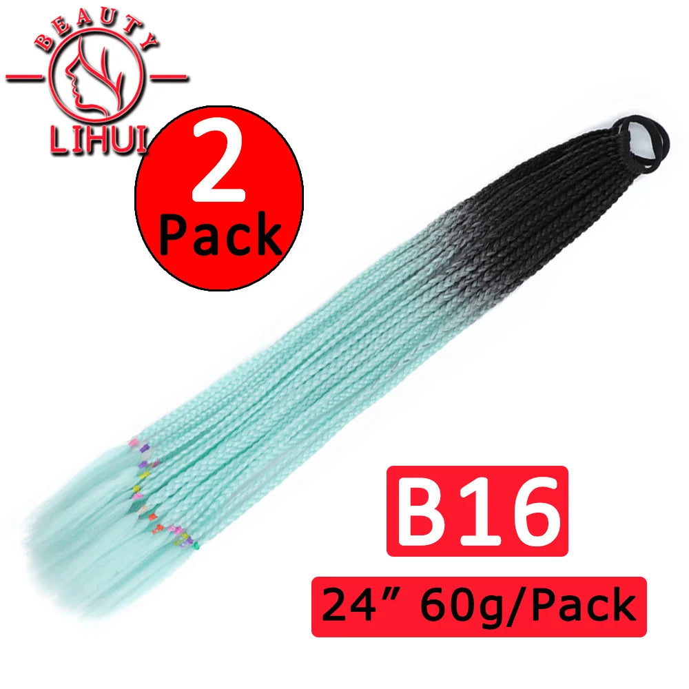 24Inch Synthetic Pontail Tail Hair Ombre Braiding Hair Jumbo Braid Same Color Crochet Hook Braids Hair Extension 2Packs