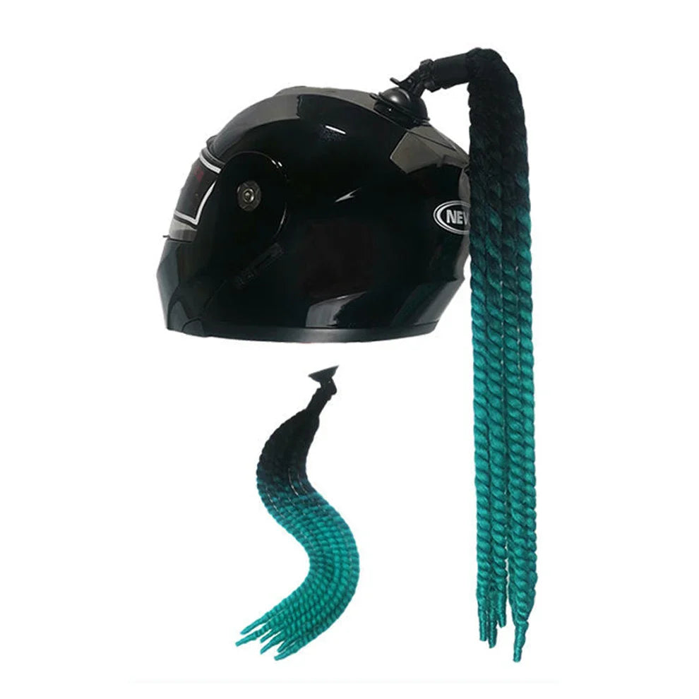 Punk Style Motorcycle Helmet Dreadlocks Women Helmet Dreadlocks Ponytail Braid Motocross Bicycle Helmet Punk Hair Decoration