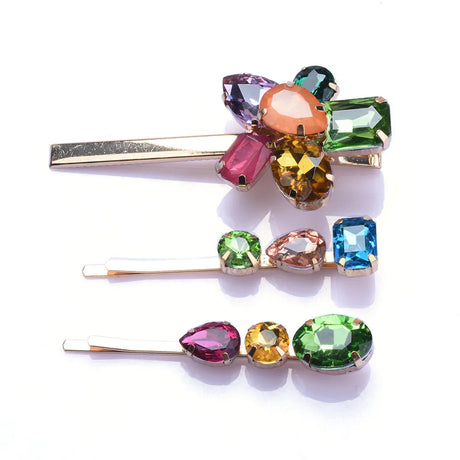 2024 New Fashion Colorful Acrylic Resin Crystal Rhinestones Wedding Bridal Hair Clips Women Hair Jewelry Long Barrettes Hair Pin