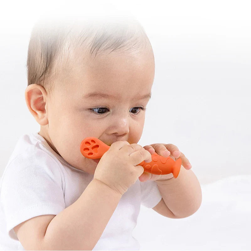 BPA Free Baby Pre-Spoon Set Silicone Self Feeding Toddler Utensils for Kids Baby Teether Food Grade Silicone 6-18Months