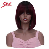 Sleek Short Bob Wigs With Bang Brazilian Straight Hair Wigs For Women Brown P4/30# Glueless Machine Made Cheap Human Hair Wigs