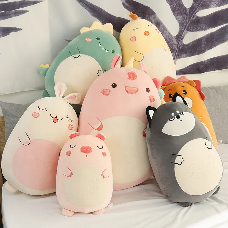 45/80CM Squishy Toy Kawaii Animal Fat Dinosaur Shiba Inu Dog Pillow Plush Toys Cute Rabbit Doll Girls Bed Sleeping Cushion