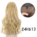 Hair Extensions No Clips Synthetic Fake Hair Ombre Pink Blonde Brown Black Natural Wavy Curly False Hair Piece For Woman