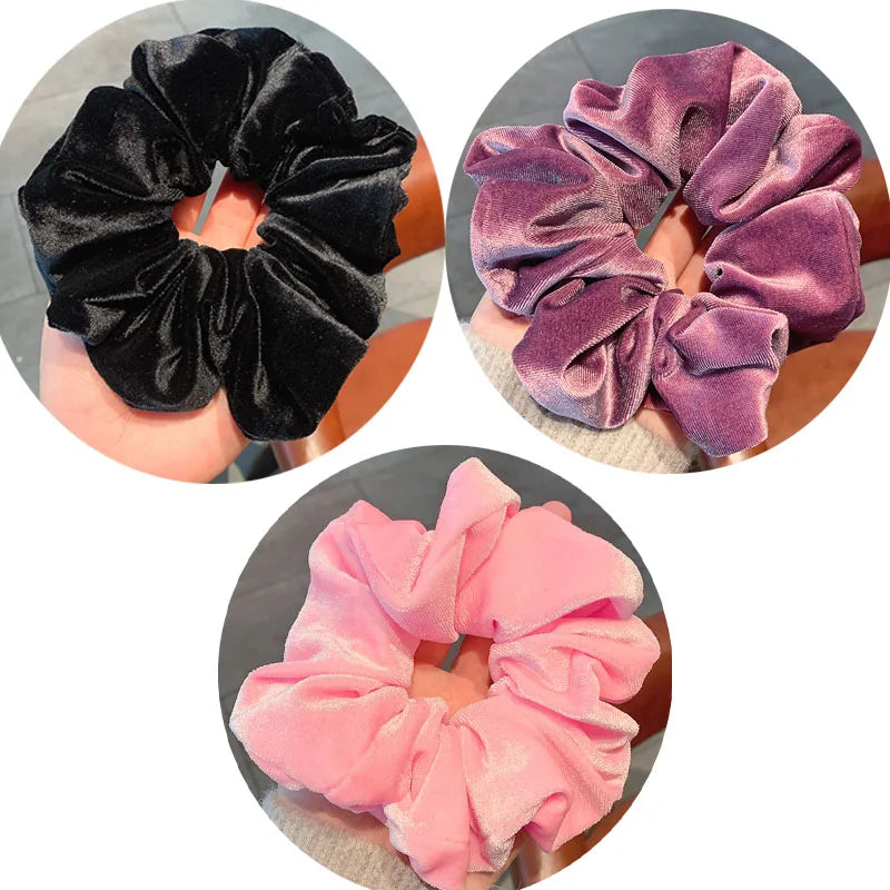 4Pcs/3Pcs Oversized Scrunchie Big Rubber Hair Tie Set Solid Stain Elastic Hair Bands Girl Ponytail Holder Super Hair Accessories