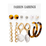 LATS Women's Earrings Set Tassel Pearl Earrings for Women Bohemian Fashion Jewelry 2020 Geometric Kolczyki Hoop Earings