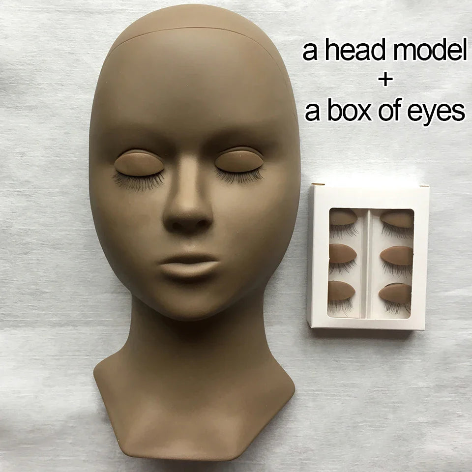 Mannequin Head for Eyelashes Handmade Practice Silicone Lash Mannequin Head Lashes Extension Practicing Dummy Training Mannequin