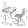 70/80 CM Kids Desk and Chair Set Height Adjustable Children Learning Table Sturdy Desktop Gray With Reading Stand for Boys Girls