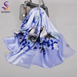 [BYSIFA] New Luxury Pure Silk Scarf Shawl Women Spring Autumn Long Scarves Ladies Brand 100% Silk Neck Scarf Foulard 175*52cm