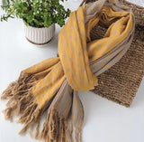 Japanese Design Winter Cotton Warm Women Scarf Double-sided Plaid Thickened Warm scarf Air-conditioned Shawl For Lady