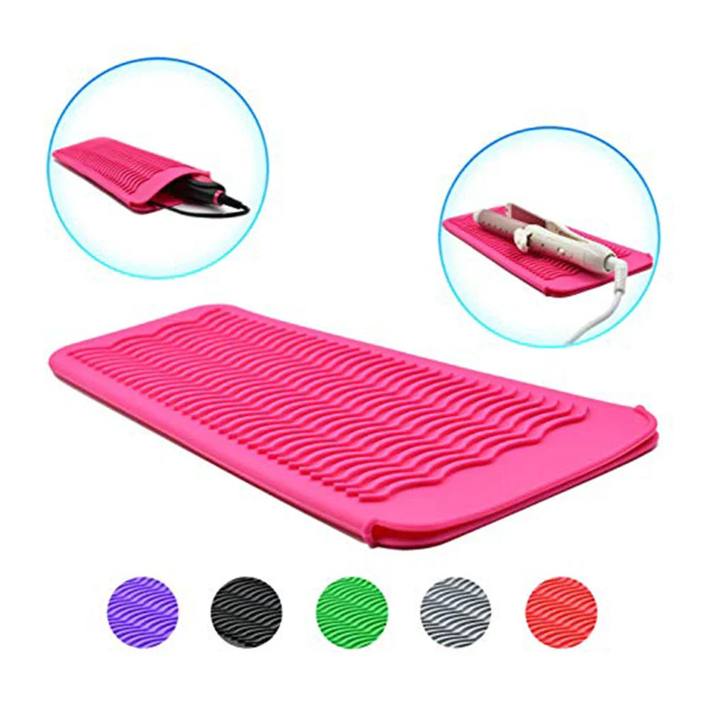 Silicone Heat Resistant Insulation Mat Pouch for Curling Iron Hair Straightener Non-slip Flat Iron Hair Styling Tool