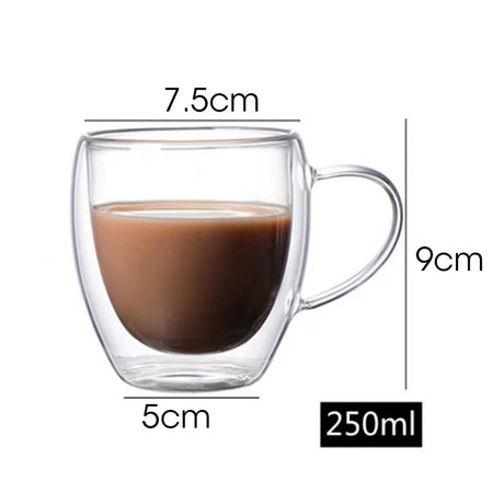 Transparent Glass Cup Milk Whiskey Tea Beer Double Creative Heat Resistant Espresso Coffee Cup Cocktail Vodka Wine Mug Drinkware