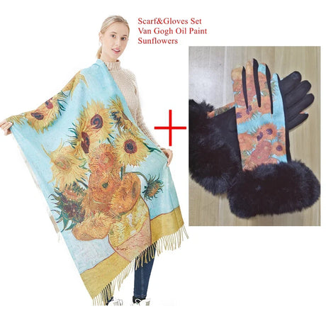 New Cashmere Scarf Women Digital Printing Pashmina Shawl Wraps Gustav Klimt Oil Painting Der Kuss Bandana Femme Foulard Tassels