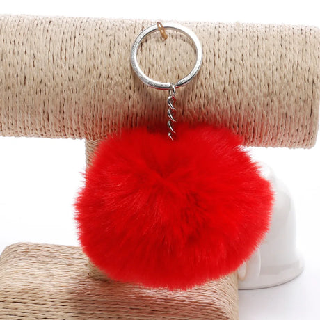 Cute Plush Bunny Keychain Women Fur Pom Pom Angel Rabbit Key Ring Hare Plush Dolls Toy Girls Bag Car Key Pendant Kids Xmas Gift