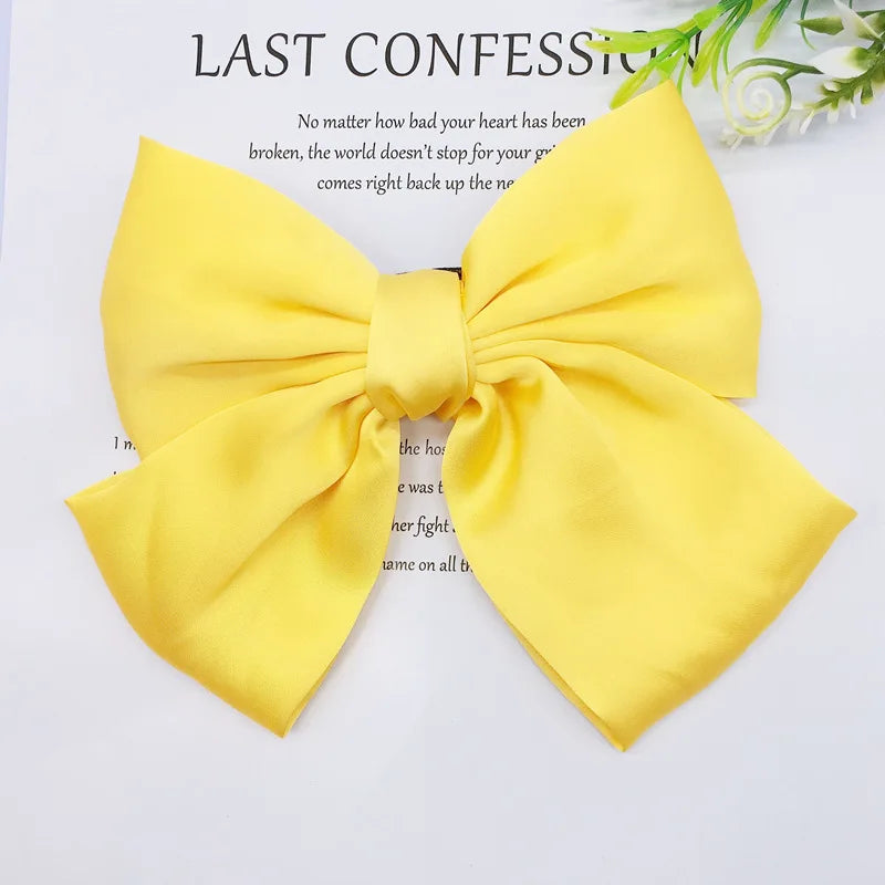 Fashion Ribbon Hairgrips Big Large Bow Hairpin For Women Girls Satin Trendy Ladies Hair Clip New Cute Barrette Hair Accessories