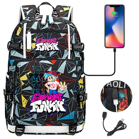 Friday Night Funkin Backpacks For School Multifunction USB Charging Bag Boy Girl Teenager School Bags Travel Laptop Mochila