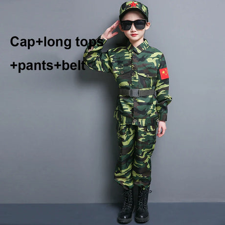 New Military Uniform For Kids Training Suit Boy Special Force Combat Jacket Pants Set Army Camouflage Children Soldier Clothes