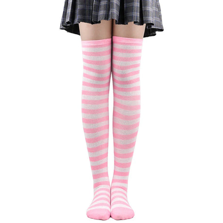 Women's Thigh High Over The Knee Socks For Girls Black White Striped Stockings Long Slouch Socken Kawaii Knit Leg Warmers Soks