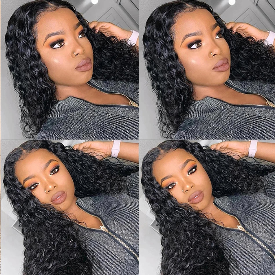 Deep Wave Brazilian Hair Weave Raw Bundle Human Hair Curly Weave 4x4 Lace Closure with Human Hair Bundles 30 inch Hair Weave