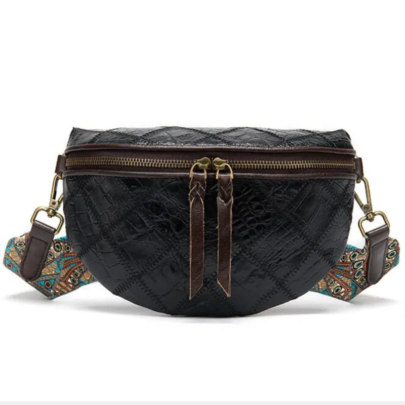 New Fashion Bohemia Waist Bag for Women Genuine Leather Waist Packs Female Cowhide Crossbody Bag Women's Fanny Shoulder Bag