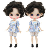 ICY DBS Blyth doll 1/6 toy white skin joint body bjd black hair matte face with eyebrow custom doll 30cm