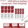 AA + AAA 2021 new large capacity 5500mah rechargeable lithium ion battery AA 1.5V USB fast charging lithium ion battery